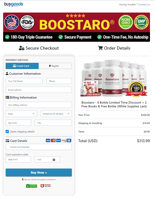 Boostaro Order Page